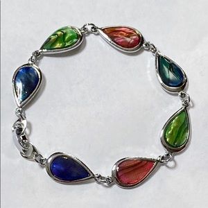 VINTAGE SJ ABALONE TEARDROP LINK MULTI-COLOR BRACELET